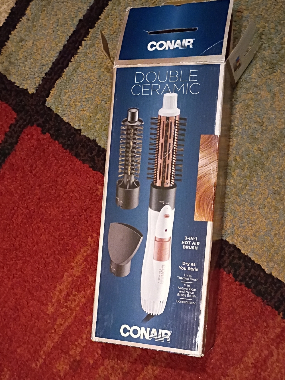 Conair Double Ceramic 3-in-1 Hot Air Brush - White & Rose Gold